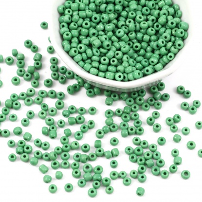 Bild von Glas Rocailles Rocailles Perlen Zylinder Grün 4mm x 3mm, Loch:ca. 1.2mm, 1 Packung ( 5100 Stück/Paket)