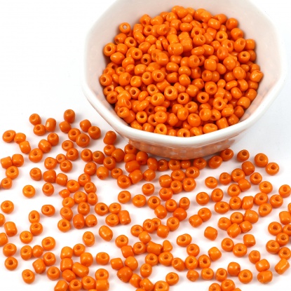 Bild von Glas Rocailles Rocailles Perlen Zylinder Orange 4mm x 3mm, Loch:ca. 1.2mm, 1 Packung ( 5100 Stück/Paket)