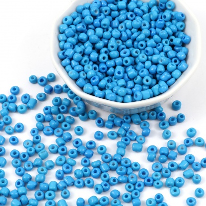 Bild von Glas Rocailles Rocailles Perlen Zylinder Blau 4mm x 3mm, Loch:ca. 1.2mm, 1 Packung ( 5100 Stück/Paket)