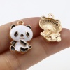 Picture of Zinc Based Alloy Charms Panda Animal Gold Plated Black & White Enamel 21mm x 15mm, 10 PCs