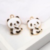 Picture of Zinc Based Alloy Charms Panda Animal Gold Plated Black & White Enamel 21mm x 15mm, 10 PCs