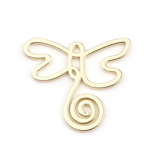 Picture of Zinc Based Alloy Insect Pendants Dragonfly Animal Gold Plated 32mm x 28mm, 10 PCs