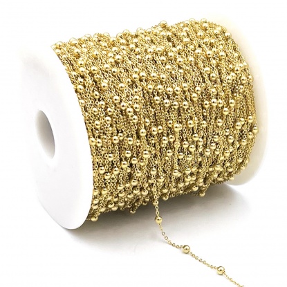 Picture of Stainless Steel Ball Chain Real Gold Plated 2.8mm, 1 M