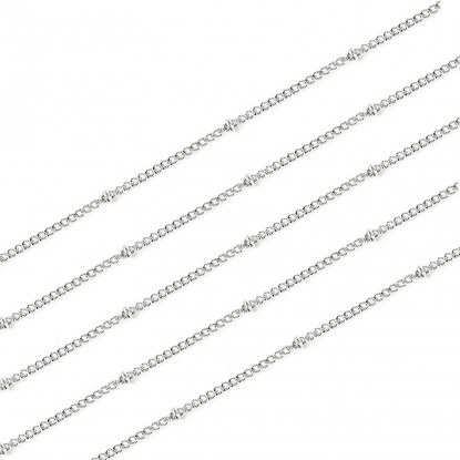 Imagen de Acero Inoxidable Link Curb Chain Tono de Plata 2mm, 1 Rollo (Aprox 9 M/Rollo)