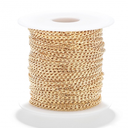Imagen de Acero Inoxidable Link Curb Chain Chapado en Oro 3mm, 1 M