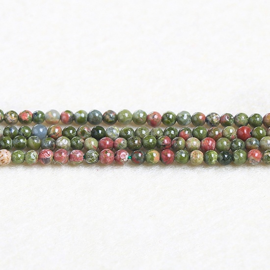 Immagine di Unakite ( Naturale ) Perline Rosso & Verde Tondo 2mm Dia., 37cm - 36cm Lunghezza, 1 Filo (Circa 180 Pz/Treccia)