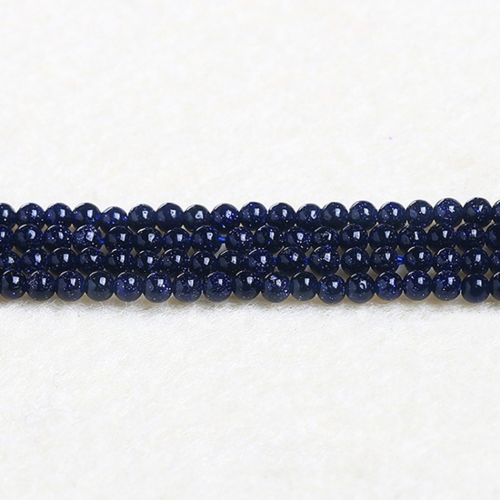 Immagine di Pietra di Sabbia Blu ( Sintetico ) Perline Blu Scuro Tondo 2mm Dia., 37cm - 36cm Lunghezza, 1 Filo (Circa 180 Pz/Treccia)