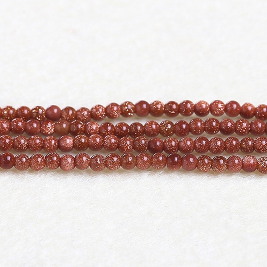 Immagine di Sabbia d'Oro ( Sintetico ) Perline Marrone Rosso Tondo 2mm Dia., 37cm - 36cm Lunghezza, 1 Filo (Circa 180 Pz/Treccia)