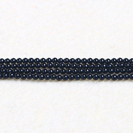 Immagine di Nero Onice Agata ( Naturale ) Perline Nero Tondo 2mm Dia., 37cm - 36cm Lunghezza, 1 Filo (Circa 180 Pz/Treccia)