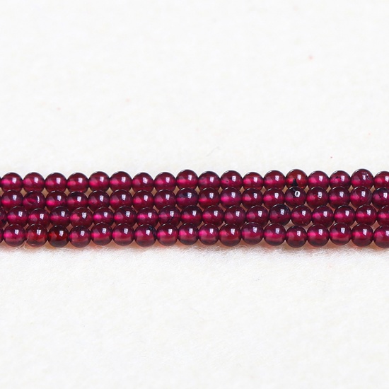 Immagine di Granato ( Naturale ) Perline Colore di Vino Rosso Tondo 3mm Dia., 37cm - 36cm Lunghezza, 1 Filo (Circa 115 Pz/Treccia)