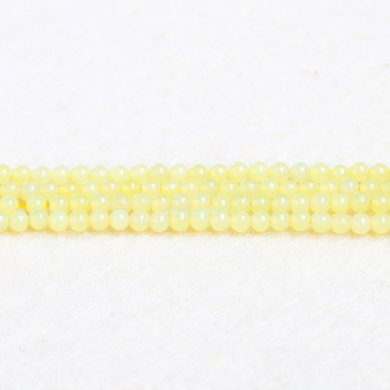 Immagine di Calcedonio ( Naturale ) Perline Giallo Limone Tondo 3mm Dia., 37cm - 36cm Lunghezza, 1 Filo (Circa 115 Pz/Treccia)