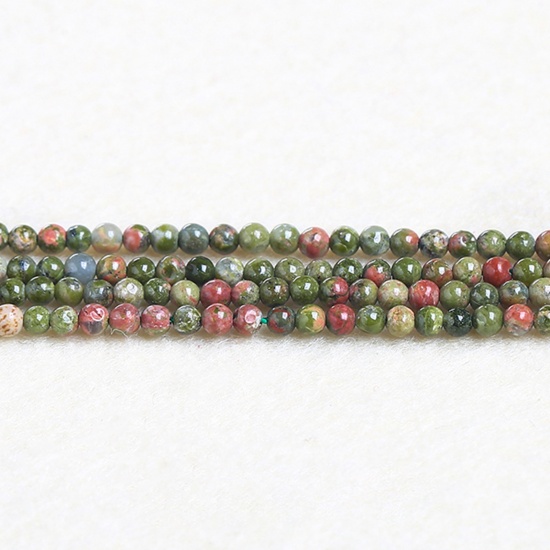 Immagine di Unakite ( Naturale ) Perline Rosso & Verde Tondo 3mm Dia., 37cm - 36cm Lunghezza, 1 Filo (Circa 115 Pz/Treccia)