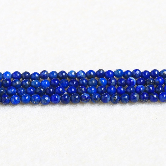 Immagine di Lapis ( Naturale ) Perline Blu Marino Tondo 3mm Dia., 37cm - 36cm Lunghezza, 1 Filo (Circa 115 Pz/Treccia)