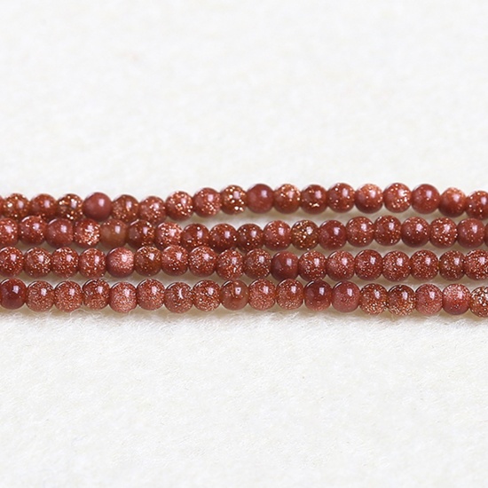 Immagine di Sabbia d'Oro ( Sintetico ) Perline Marrone Rosso Tondo 3mm Dia., 37cm - 36cm Lunghezza, 1 Filo (Circa 115 Pz/Treccia)