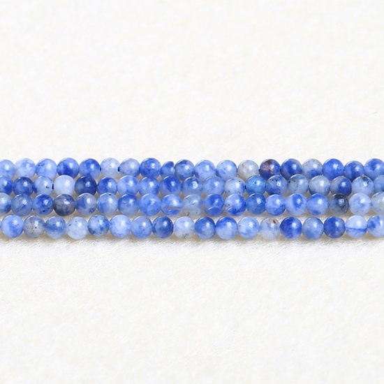Immagine di Pietra ( Naturale ) Perline Bianco & Blu Tondo 3mm Dia., 37cm - 36cm Lunghezza, 1 Filo (Circa 115 Pz/Treccia)