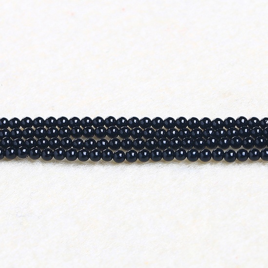 Immagine di Nero Onice Agata ( Naturale ) Perline Nero Tondo 3mm Dia., 37cm - 36cm Lunghezza, 1 Filo (Circa 115 Pz/Treccia)