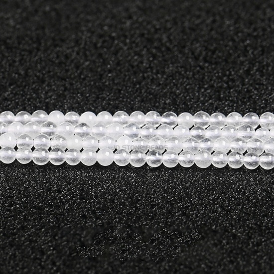 Immagine di Giada Bianca ( Naturale ) Perline Bianco Tondo 3mm Dia., 37cm - 36cm Lunghezza, 1 Filo (Circa 115 Pz/Treccia)