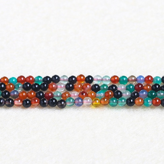Immagine di Agata ( Naturale ) Perline Multicolore Tondo 4mm Dia., 37cm - 36cm Lunghezza, 1 Filo (Circa 90 Pz/Treccia)