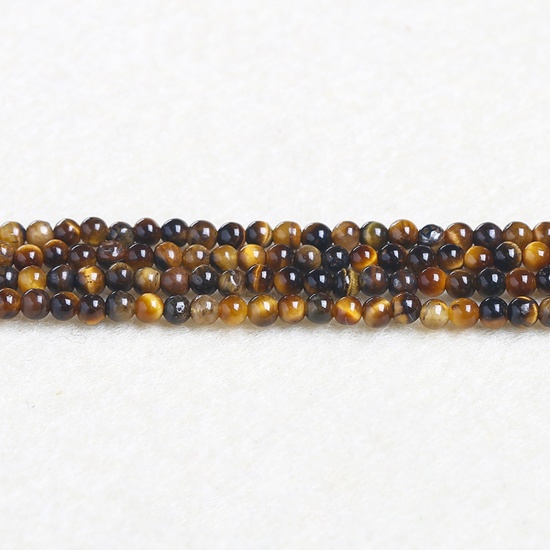 Immagine di Pietra di Occhi di Tigre ( Naturale ) Perline Marrone & Nero Tondo 4mm Dia., 37cm - 36cm Lunghezza, 1 Filo (Circa 90 Pz/Treccia)