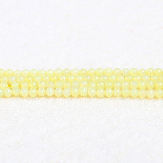 Immagine di Calcedonio ( Naturale ) Perline Giallo Limone Tondo 4mm Dia., 37cm - 36cm Lunghezza, 1 Filo (Circa 90 Pz/Treccia)
