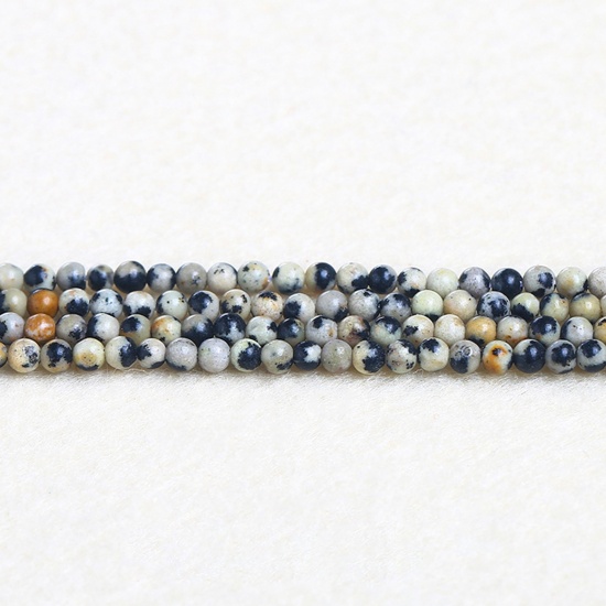 Immagine di Pietra ( Naturale ) Perline Nero & Grigio Tondo 4mm Dia., 37cm - 36cm Lunghezza, 1 Filo (Circa 90 Pz/Treccia)