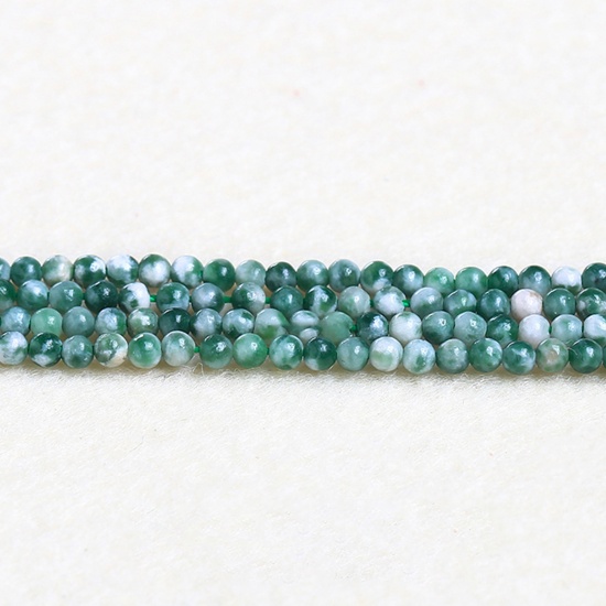 Immagine di Pietra ( Naturale ) Perline Verde Scuro Tondo 4mm Dia., 37cm - 36cm Lunghezza, 1 Filo (Circa 90 Pz/Treccia)