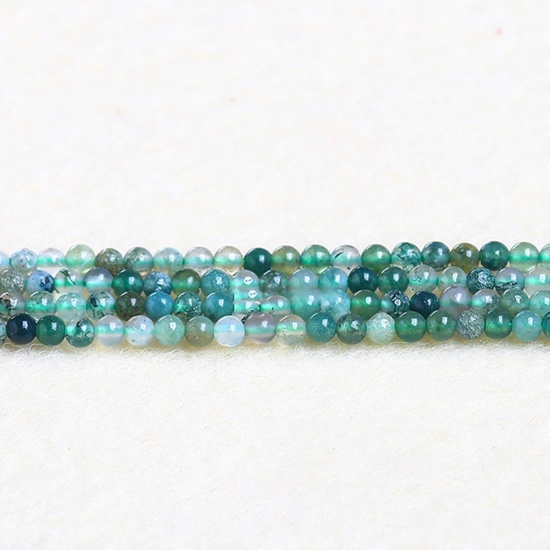 Immagine di Agata ( Naturale ) Perline Verde Scuro Tondo 4mm Dia., 37cm - 36cm Lunghezza, 1 Filo (Circa 90 Pz/Treccia)
