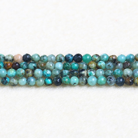 Immagine di Turchese ( Naturale ) Perline Verde Tondo 4mm Dia., 37cm - 36cm Lunghezza, 1 Filo (Circa 90 Pz/Treccia)