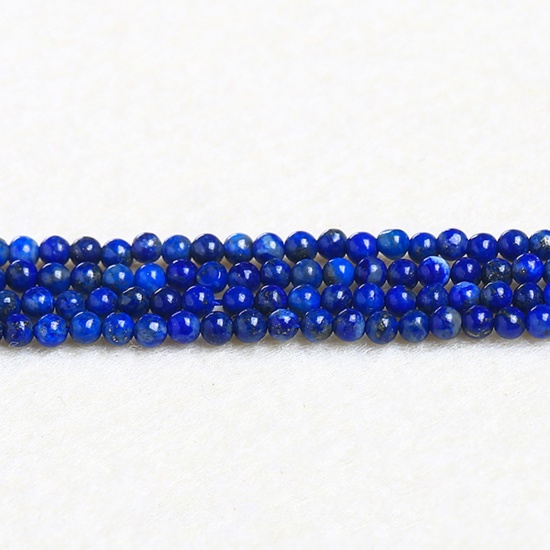 Immagine di Lapis ( Naturale ) Perline Blu Marino Tondo 4mm Dia., 37cm - 36cm Lunghezza, 1 Filo (Circa 90 Pz/Treccia)