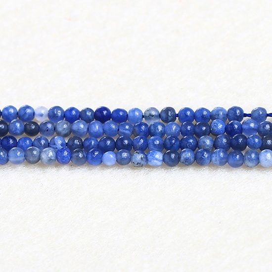Immagine di Pietra Blu ( Naturale ) Perline Blu Tondo 4mm Dia., 37cm - 36cm Lunghezza, 1 Filo (Circa 90 Pz/Treccia)