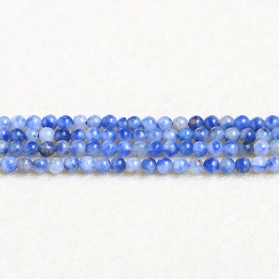 Immagine di Pietra ( Naturale ) Perline Bianco & Blu Tondo 4mm Dia., 37cm - 36cm Lunghezza, 1 Filo (Circa 90 Pz/Treccia)