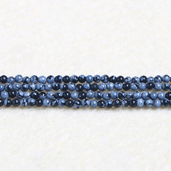 Immagine di Pietra ( Naturale ) Perline Blu Grigio Tondo 4mm Dia., 37cm - 36cm Lunghezza, 1 Filo (Circa 90 Pz/Treccia)