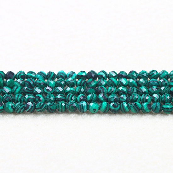 Immagine di Malachite ( Sintetico ) Perline Nero & Verde Tondo Sezione 2mm Dia., 37cm - 36cm Lunghezza, 1 Filo (Circa 180 Pz/Treccia)