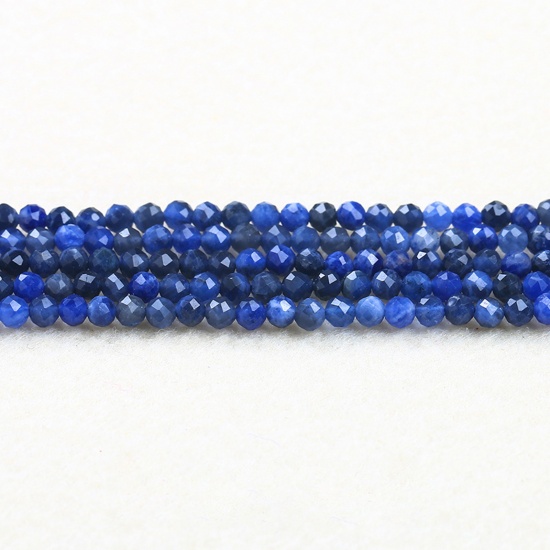 Immagine di Pietra Blu ( Naturale ) Perline Blu Scuro Tondo Sezione 2mm Dia., 37cm - 36cm Lunghezza, 1 Filo (Circa 180 Pz/Treccia)