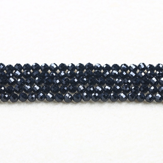 Immagine di Cristallo ( Naturale ) Perline Nero Tondo Sezione 2mm Dia., 37cm - 36cm Lunghezza, 1 Filo (Circa 180 Pz/Treccia)