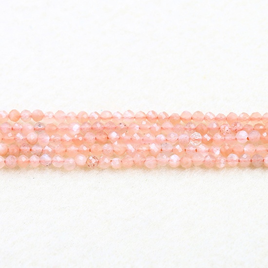 Immagine di Pietra Solare ( Naturale ) Perline Rosa Pesca Tondo Sezione 2mm Dia., 37cm - 36cm Lunghezza, 1 Filo (Circa 180 Pz/Treccia)