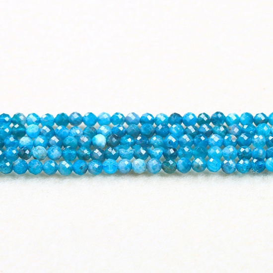 Immagine di Apatite ( Naturale ) Perline Blu Tondo Sezione 3mm Dia., 37cm - 36cm Lunghezza, 1 Filo (Circa 115 Pz/Treccia)