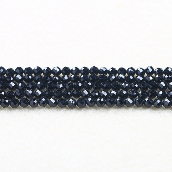 Immagine di Cristallo ( Naturale ) Perline Nero Tondo Sezione 3mm Dia., 37cm - 36cm Lunghezza, 1 Filo (Circa 115 Pz/Treccia)