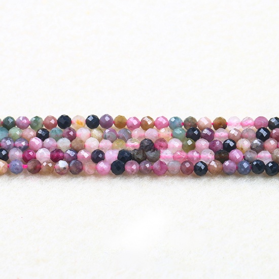Immagine di Tourmaline ( Naturale ) Perline Multicolore Tondo Sezione 4mm Dia., 37cm - 36cm Lunghezza, 1 Filo (Circa 90 Pz/Treccia)