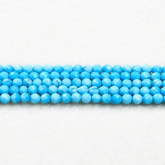 Immagine di Turchese Blu ( Naturale ) Perline Blu Tondo Sezione 4mm Dia., 37cm - 36cm Lunghezza, 1 Filo (Circa 90 Pz/Treccia)