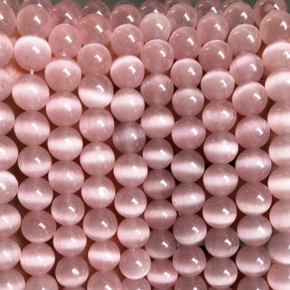 Picture of Cat's Eye Glass ( Natural ) Beads Round Light Pink About 4mm Dia., 38.5cm(15 1/8") - 36cm(14 1/8") long, 1 Strand (Approx 90 PCs/Strand)
