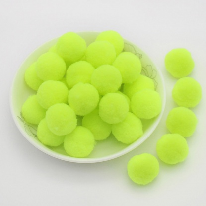 Bild von Terylen Pompon Bommel Fluoreszierend Grün Rund 10mm Dia., 1 Packung （ 288 Stück/Paket)