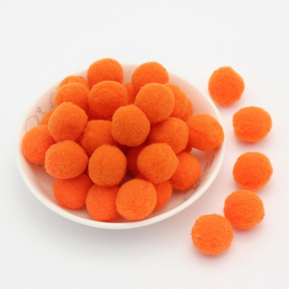 Bild von Terylen Pompon Bommel Orange Rund 10mm Dia., 1 Packung （ 288 Stück/Paket)