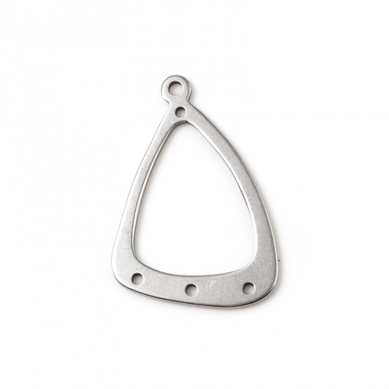 Picture of Stainless Steel Connectors Triangle Silver Tone Hollow 33mm x 22mm, 5 PCs