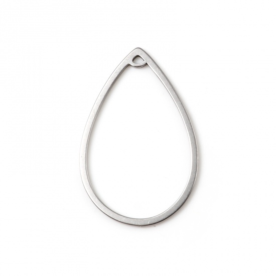 Picture of Stainless Steel Pendants Drop Silver Tone Hollow 33mm x 21mm, 5 PCs