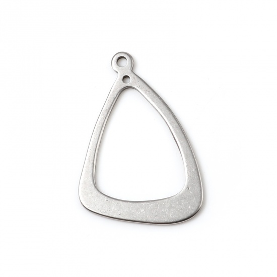 Picture of Stainless Steel Connectors Triangle Silver Tone Hollow 33mm x 22mm, 5 PCs