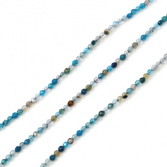 Bild von (Klasse B) Achat ( Gefärbt ) Perlen Rund Blau Facettiert ca. 3mm D., Loch:ca. 0.7mm, 37cm lang, 1 Strang (ca. 115 Stück/Strang)