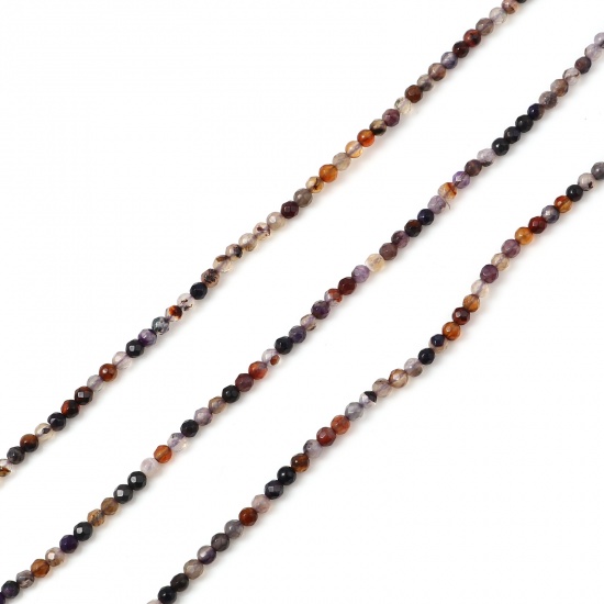Bild von (Klasse B) Achat ( Gefärbt ) Perlen Rund Zufällig Mix Facettiert ca. 3mm D., Loch:ca. 0.7mm, 37cm lang, 1 Strang (ca. 115 Stück/Strang)