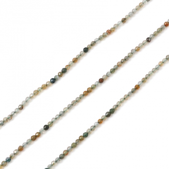 Bild von (Klasse B) Achat ( Gefärbt ) Perlen Rund Salbeigrün Facettiert ca. 3mm D., Loch:ca. 0.7mm, 37cm lang, 1 Strang (ca. 115 Stück/Strang)