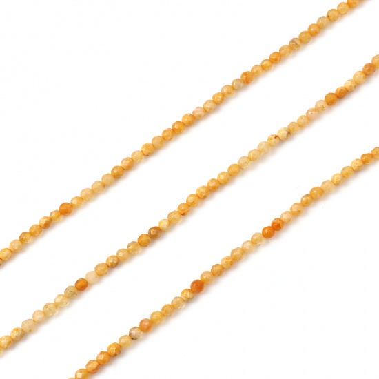 Bild von (Klasse B) Achat ( Gefärbt ) Perlen Rund Orange Facettiert ca. 3mm D., Loch:ca. 0.7mm, 37cm lang, 1 Strang (ca. 115 Stück/Strang)